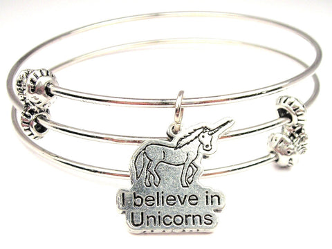 I Believe In Unicorns Triple Style Expandable Bangle Bracelet