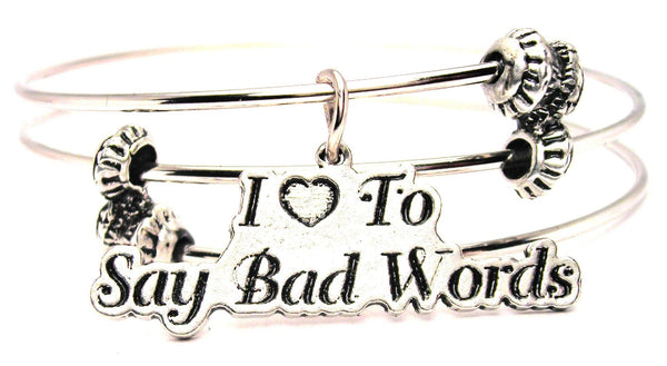 I Love To Say Bad Words Triple Style Expandable Bangle Bracelet