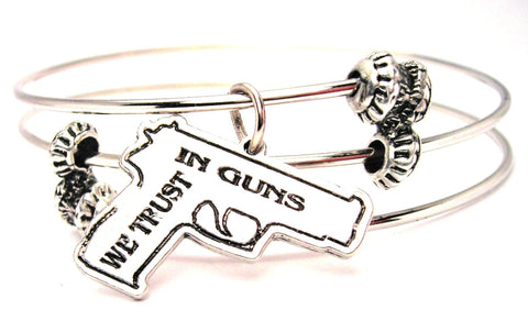 In Guns We Trust Gun Triple Style Expandable Bangle Bracelet