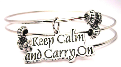 Keep Calm And Carry On Triple Style Expandable Bangle Bracelet