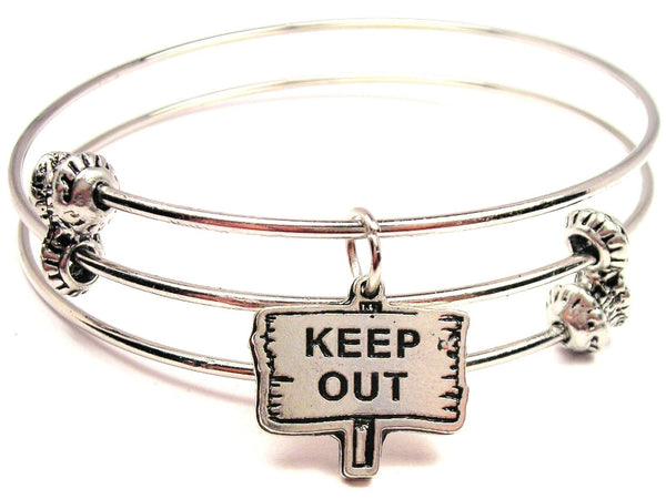 Keep Out Sign Triple Style Expandable Bangle Bracelet
