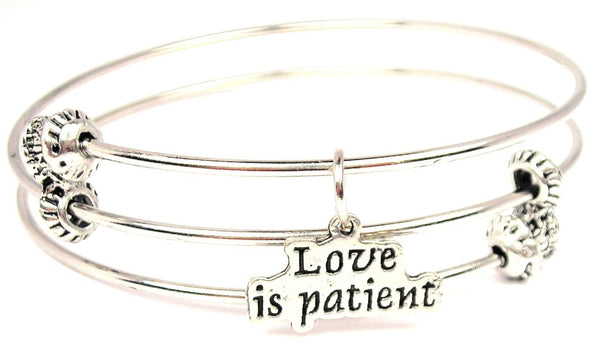 Love Is Patient Triple Style Expandable Bangle Bracelet