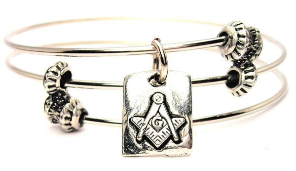 Masonic Symbol Triple Style Expandable Bangle Bracelet