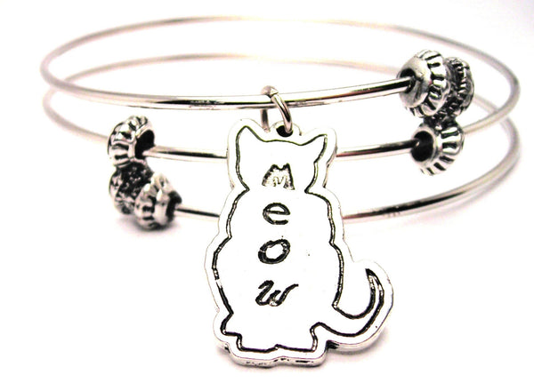 Meow Cat Triple Style Expandable Bangle Bracelet