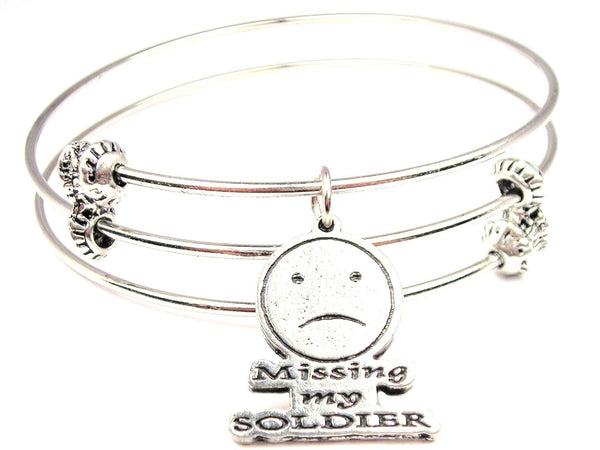 Missing My Soldier Triple Style Expandable Bangle Bracelet