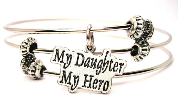 My Daughter My Hero Triple Style Expandable Bangle Bracelet