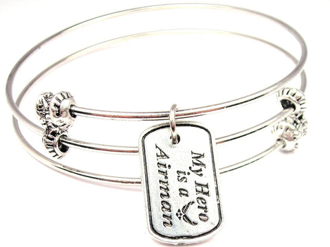 My Hero Is A Airman Triple Style Expandable Bangle Bracelet