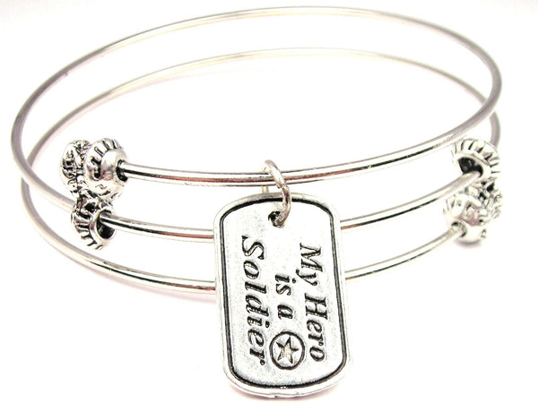 My Hero Is A Soldier Triple Style Expandable Bangle Bracelet