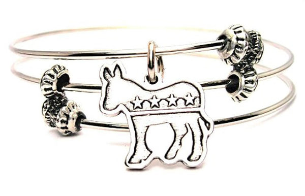 Democratic Donkey Triple Style Expandable Bangle Bracelet
