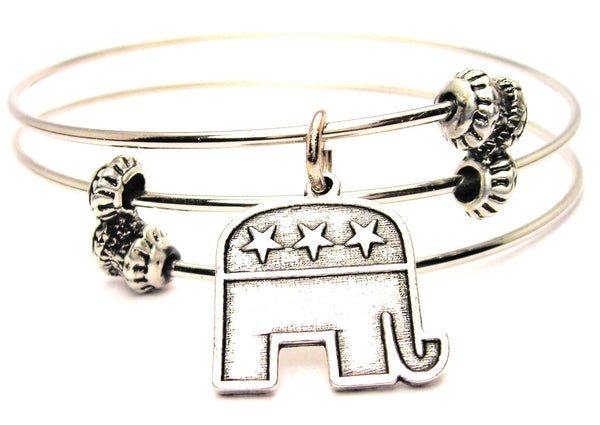 Republican Elephant Triple Style Expandable Bangle Bracelet