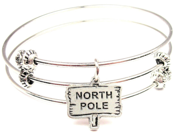 North Pole Sign Triple Style Expandable Bangle Bracelet
