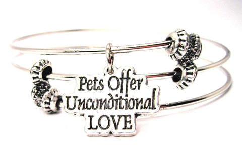 Pets Offer Unconditional Love Triple Style Expandable Bangle Bracelet