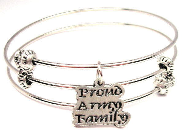 Proud Army Family Triple Style Expandable Bangle Bracelet