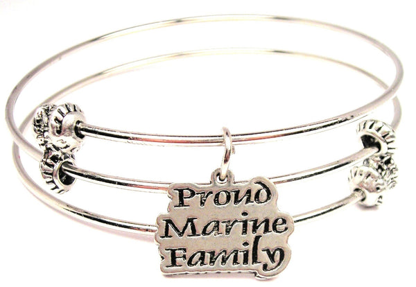 Proud Marine Family Triple Style Expandable Bangle Bracelet