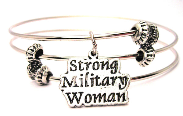 Strong Military Woman Triple Style Expandable Bangle Bracelet