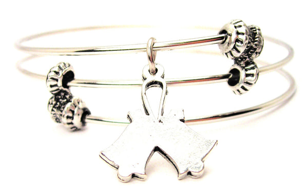 Wedding Bells Triple Style Expandable Bangle Bracelet