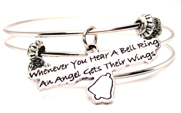 Whenever You Hear A Bell Ring An Angel Gets Their Wings Triple Style Expandable Bangle Bracelet