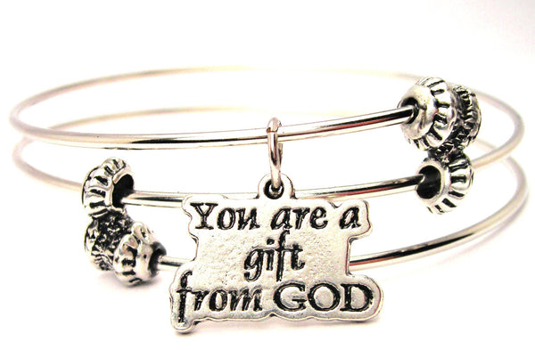 You Are A Gift From God Triple Style Expandable Bangle Bracelet