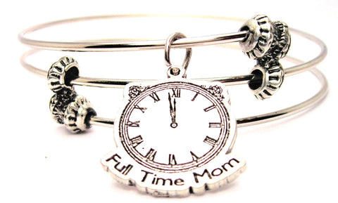 Full Time Mom Triple Style Expandable Bangle Bracelet