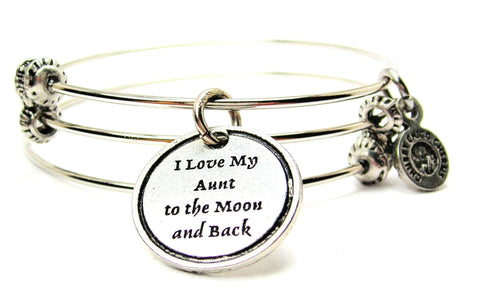 I Love My Aunt To The Moon And Back Triple Style Expandable Bangle Bracelet