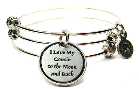 I Love My Cousin To The Moon And Back Triple Style Expandable Bangle Bracelet