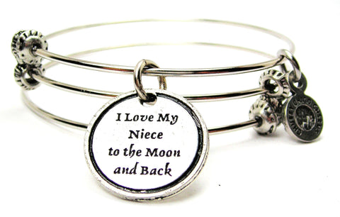 I Love My Niece To The Moon And Back Triple Style Expandable Bangle Bracelet