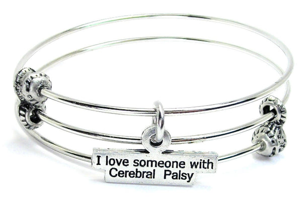 I Love Someone With Cerebral Palsy Triple Style Expandable Bangle Bracelet