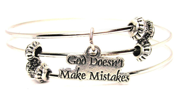 God Doesn't Make Mistakes Triple Style Expandable Bangle Bracelet