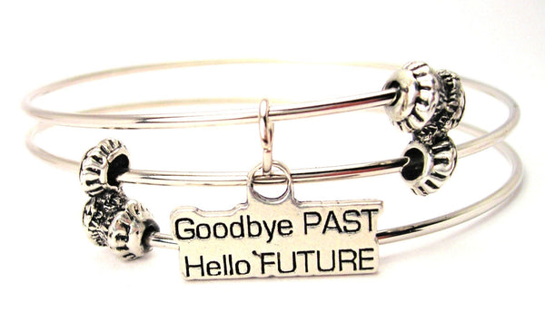 Goodbye Past Hello Future Triple Style Expandable Bangle Bracelet
