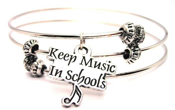 Keep Music In Schools Triple Style Expandable Bangle Bracelet