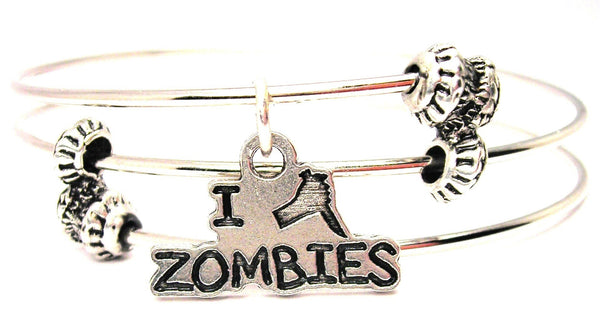 I Stab Zombies Triple Style Expandable Bangle Bracelet