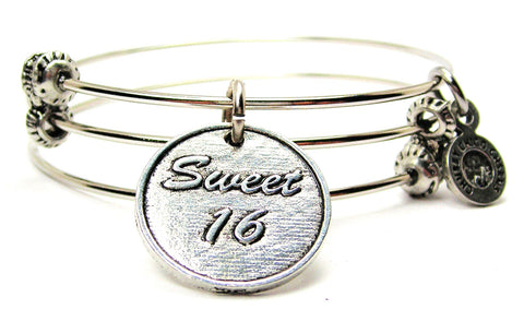 Sweet 16 Triple Style Expandable Bangle Bracelet