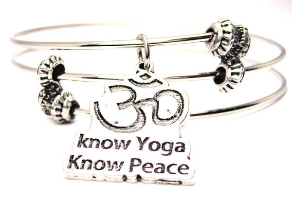 Know Yoga Know Peace Triple Style Expandable Bangle Bracelet