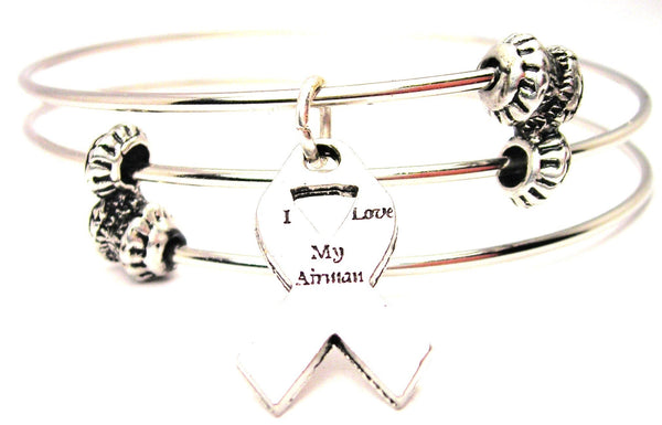 I Love My Airman Awareness Ribbon Triple Style Expandable Bangle Bracelet