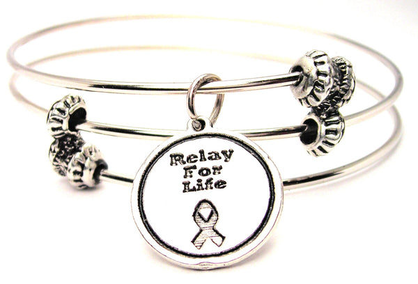 Relay For Life Triple Style Expandable Bangle Bracelet