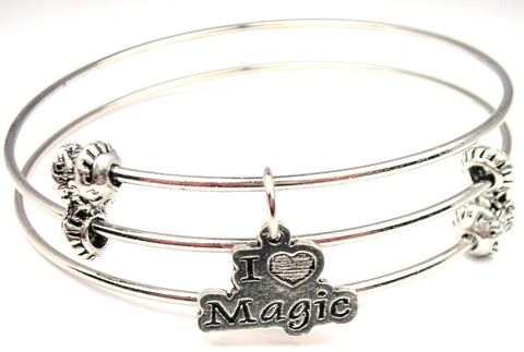 I Love Magic Triple Style Expandable Bangle Bracelet