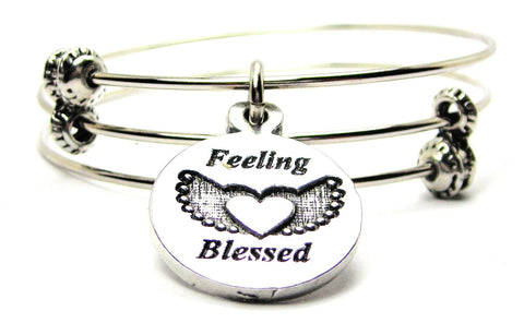 Feeling Blessed Triple Style Expandable Bangle Bracelet