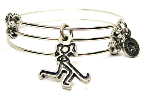 Field Hockey Stick Figure Girl Triple Style Expandable Bangle Bracelet