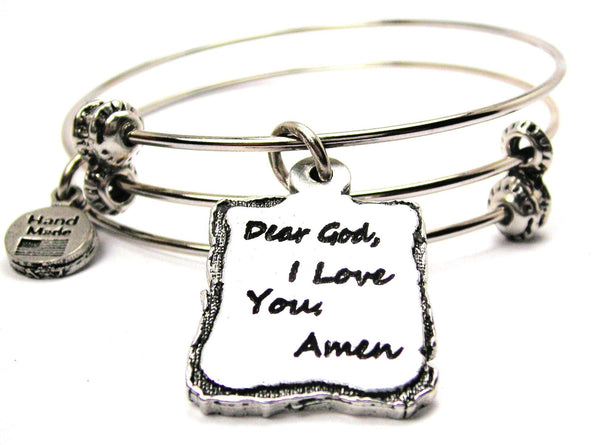 Dear God, I Love You, Amen Triple Style Expandable Bangle Bracelet