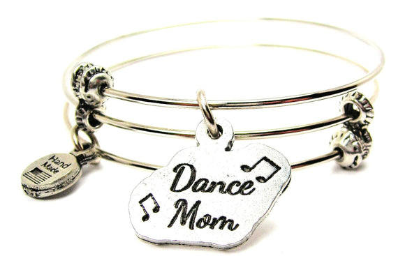 Dance Mom With Music Notes Triple Style Expandable Bangle Bracelet