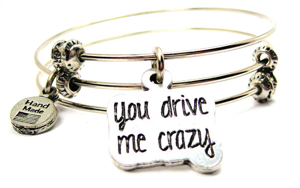 You Drive Me Crazy Triple Style Expandable Bangle Bracelet
