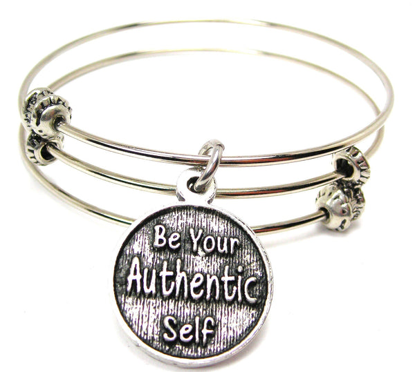 Be Your Authentic Self Triple Style Expandable Bangle Bracelet