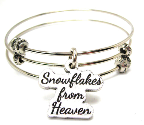 Snowflakes From Heaven Triple Style Expandable Bangle Bracelet