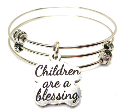 Children Are A Blessing Triple Style Expandable Bangle Bracelet