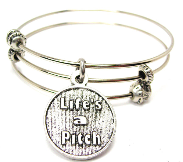 Life'S A Pitch Triple Style Expandable Bangle Bracelet