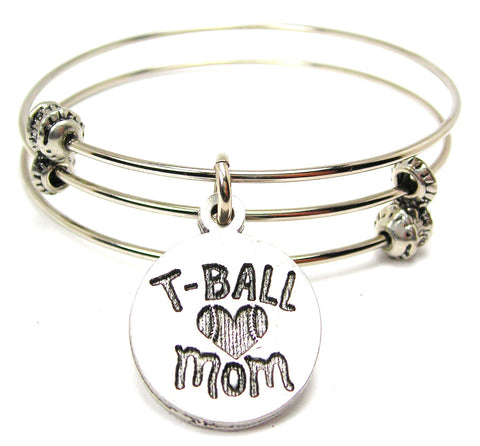 T-Ball Mom Triple Style Expandable Bangle Bracelet
