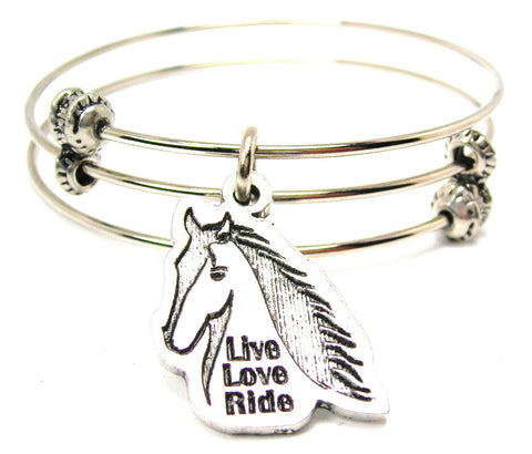 Live Love Ride Triple Style Expandable Bangle Bracelet