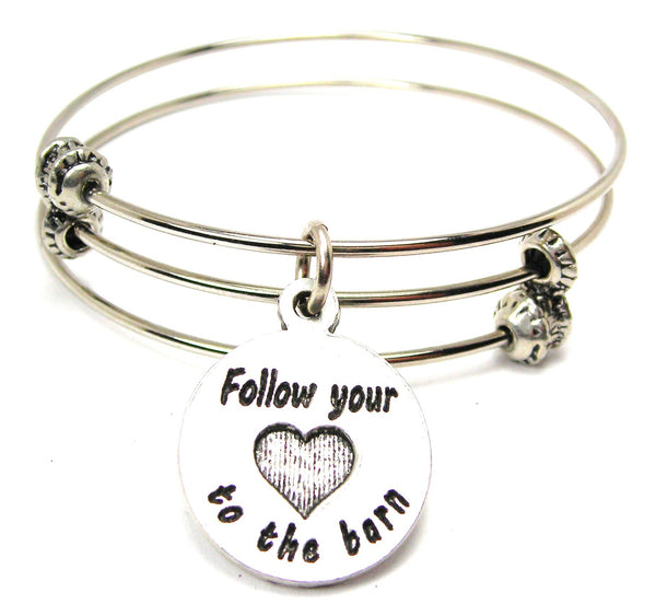 Follow Your Heart To The Bard Triple Style Expandable Bangle Bracelet