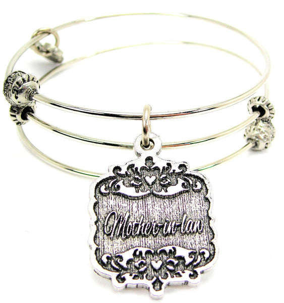 Mother-In-Law Victorian Scroll Triple Style Expandable Bangle Bracelet
