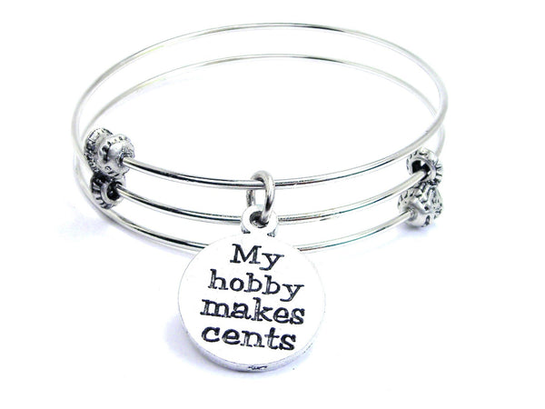 My Hobby Makes Cents Triple Style Expandable Bangle Bracelet